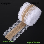 QINJUE Burlap Lace Ribbon, Vintage White Hessian Jute Ribbon, Ribbon Lace Jute Lace Linen Ribbon Hom