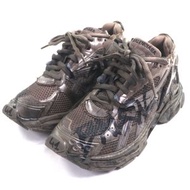 狀況極佳的BALENCIAGA RUNNER 677403 帆布運動鞋，ブラウン卡其色，尺寸 41 (27cm)，義大利製造。