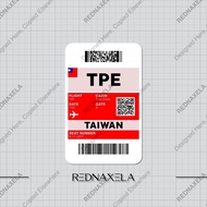 Stiker Vinyl Boarding Pass TPE Taipei Taiwan Stiker Koper Outdoor Waterproof Sticker