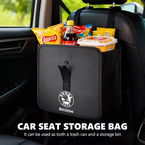 For Skoda Leather Car Seat Middle Storage Bag Handbag Back Seat Storage Bag Organizer Hanging Bag S 
