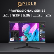 PIXLE 27 inch Monitor | 4K Monitor UHD 60Hz 5ms Flat IPS Productivity Monitor | USB C