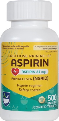 Rite Aid Aspirin Enteric Tablets - 81 mg Aspirin - 500 Count - Low-Dose for Headache Relief - Safety