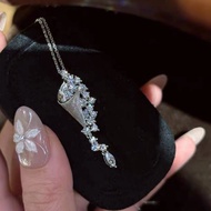 Star Pendant Hourglass Water Drop Zircon Short Chain Dazzling Galaxy Brushed Silver Flashing Diamond