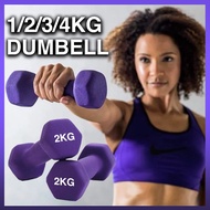 1kg/4kg Dumbell Hexagon Neoprene Dumbell Gym Fitness Exercise Home Weight Training Workout Dumbell