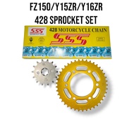 FZ150 FZ 150 Y15ZR Y15 Y16ZR Y16 RANTAI CHAIN SSS 428 COMPLETE SET FRONT + REAR SPROCKET DEPAN BELAK