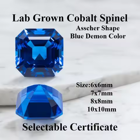 Lab Grown Blue Spinel Lab Grown Cobalt Spinel Asscher Shape Blue Color Gemstone for DIY Ring Necklac