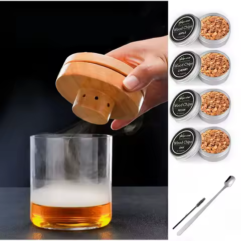 Wooden Smoker Kit for Whiskey Cocktails, Drinks, Kitchen Bar Accessories, and Home Brewing Essential