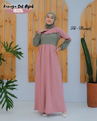 Gamis set pasmina wanita dewasa terbaru kanaya one set ity crepe al hasan jumbo