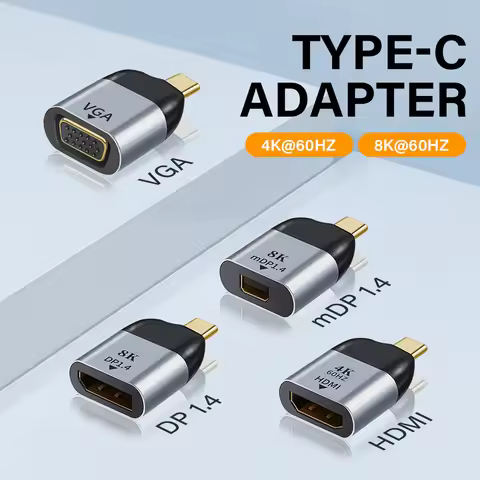 USB C To DP/Mini DP/VGA /HDMI-compatible Adapter USB Type C 8K/4K/1080P Video 1000Mbps Lan Ethernet 