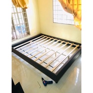 OWEN Queen/King Size Fabric Platform Bed Base kayu fabric katil queen frame Dark Grey color KATIL frame ready stock