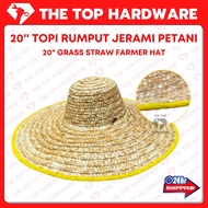 *READY STOCK* 20" GRASS STRAW FARMER HAT CAP / TOPI RUMPUT JERAMI PETANI / TOPI KEBUN