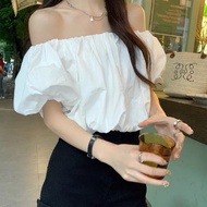 White Slimmer Look Versatile Short Shoulder Top 9473