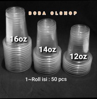 Gelas Plastik 10oz 12oz 14oz 16oz / Gelas Oz Biasa ISI 50Pcs