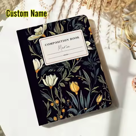 Custom Name Flower Composition Book iPad Case for Apple iPad 9.7" 10.2 11 inch iPad Air 6 5 4 iPad M
