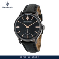 [2 Years Warranty] Maserati EPOCA Black Leather Mens Quartz Watch 42mm R8851118004