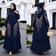 Reyna Lux Gamis Premium Ceruty Babydoll Dua Layer Lepas Pasang Gratis Jilbab Full Bordir dan Payet