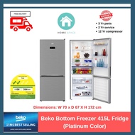 Beko Bottom Freezer 415L Fridge (Platinum Color), RCNT415E50VZP