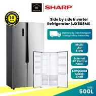 (FREE Doorstep &amp; Install KL &amp; SGR) SHARP 500L Side by side Inverter Refrigerator Fridge SJX508MS Peti Ais Peti Sejuk 冰箱