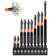 10-Pek Phillips Bit # 2 Magnetik Kesan, Gerudi Kepala Phillips 1-inci hingga 6-inci Panjang & Bit Pe