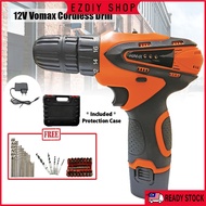 VOMAX Power Cordless Drill 12V Two Speed Electric Rechargeable Screwdriver Drill