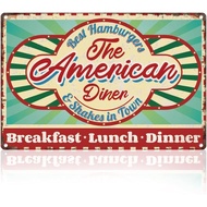 The American Diner Retro Wall Decor Metal Tin Sign 8" x 12" 50's, 60's Dinner Vintage Wall Art Poste