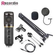 Mikrofon kondensor GAM-100PL BM800 USB dengan tripod untuk rakaman komputer.