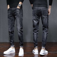 seluar jeans lelaki levis 501 original 2023 musim bunga dan musim luruh gaya baru seluar denim hitam elastik lelaki gaya Korea trend seluar kasual langsing lelaki semua pertandingan