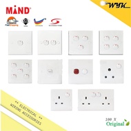 MIND 13A 1 Gang Switch Socket / 1Gang 1Way / 2Gang 1Way / 3Gang 1Way / 4Gang 1Way / 5Gang 1Way / Bel