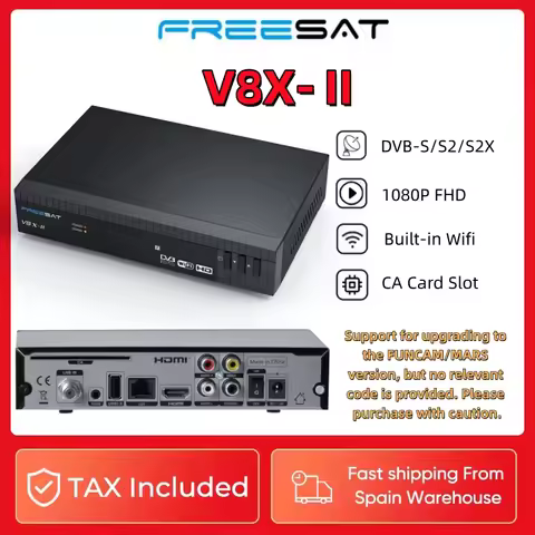 1080P HD Satellite Receiver V8X-Ⅱ/V8X2 DVB-S/S2/S2X,Built-in Wifi Ethernet BISS PowerVu MARS/FUNCAM/