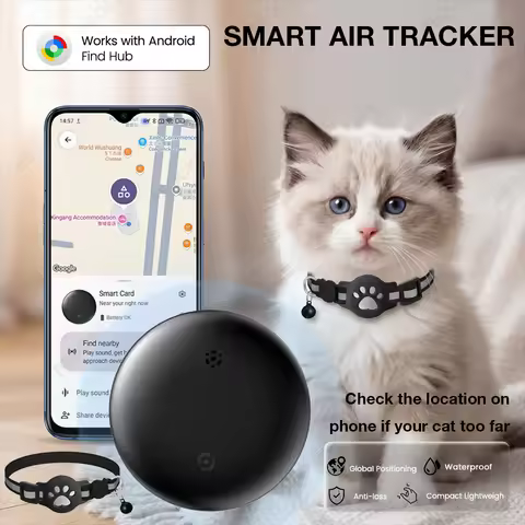 Anti-Lost Cat Collar for Smart Tag GPS Tracker Protective Case With Bell Cats Necklace, Bluetooth Tr