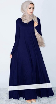 Fashion wear wide bottom jubah for muslimah - Daina strip