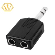 （In Stock）Mono 6.35mm Male Plug to Dual 6.35mm Female Socket Splitter Adapter Connector
