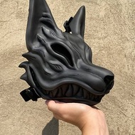可佩戴的黑色狐狸面具 黑色狐狸面具 日本狐狸面具