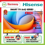 *𝐅𝐑𝐄𝐄 𝐁𝐑𝐀𝐂𝐊𝐄𝐓*  HISENSE 43A4Q 43" 40" 32" Smart TV 32A4Q (HD) / 40A4Q / 43A4Q (Full HD) VIDAA A4Q Se