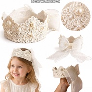 LIGHTHEARTEDQQ Baby Crown Headband, Crown Shape Mesh Bow Kids Crown Headpiece,  Hollow Lace Girls Cr