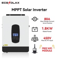ECGSOLAX Hybrid Solar Inverter 1.8KW/3KW Off Grid Hybrid 12V/24V 230V Inverter Built in 80A MPPT sol