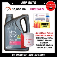Genuine Nissan Fully Synthetic 0W20 0W-20 Engine Oil Filter Almera Teana Serena Elgrand Livina Teana Sylphy Minyak Hitam