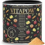 Vitapow Multivitamin Powder with Minerals - All Vitamins A-Z High Dose - Valuable Micronutrients - Vegan Vitamin Complex with Bioactive Forms - Strengthen Immune System - ACE Flavour