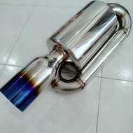 Mugen style S flow twin loop stainless steel titanium look exhaust