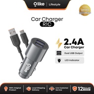 Olike Car Charger Set Dual USB Fast Charging 2.4A Free Cable R1S R1C