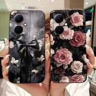 For Vivo Y78 Y78+ V2271A Beautiful Bow Rose Painting Casing VivoY78 Y 78 Plus Lens Protective Soft S