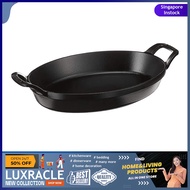 [sgstock] STAUB 1302923 Cast Iron Oval Baking Dish, 11x8-inch, Black Matte - [11X8-Inch] [Black Matte]