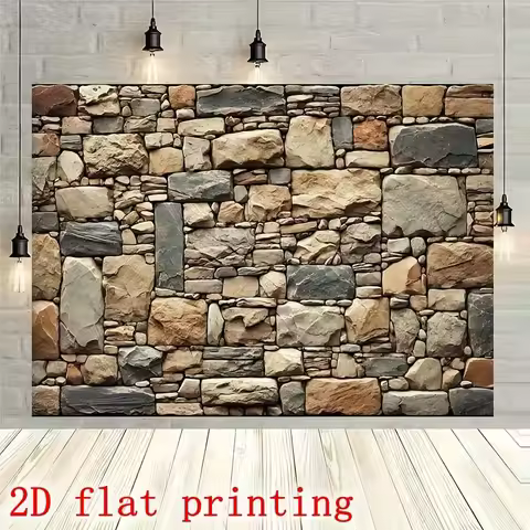 2D floor plan, 1 piece, stone wall background cloth, suitable for home decoration and party banner d