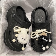 Dép Giày Sục Nữ Cross Chất Liệu EVA Đế Cao 7cm Kèm gấᴜ ChiBi Sandal Bít Mũi SUCGAU2