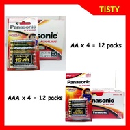แท้ 100%  AA/AAA Pack 4 ก้อน ยกกล่อง (12 Packs = 48 ก้อน) Panasonic Alkaline Battery ถ่านอัลคาไลน์