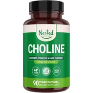 Nested Naturals Choline Bitartrate 500mg - Choline Supplements - Supports Cognitive Performance & Li