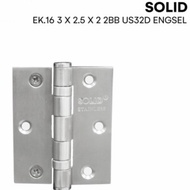 Solid EK16 3X2.5X2 2BB US32D SS DOOR HINGES