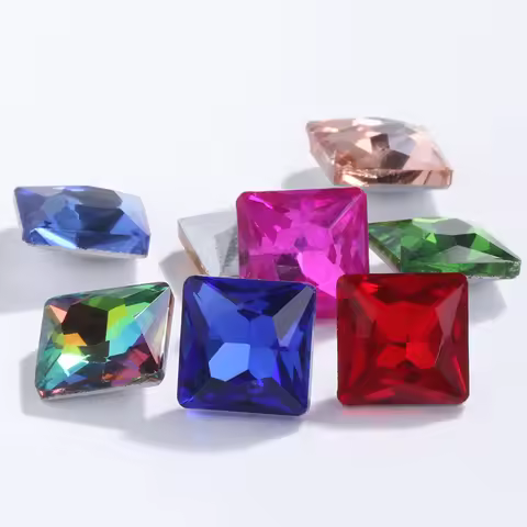 Pipatian 8/10/12/14mm Square Glass Stone Clothes Applique Handicrafts Accessory Decoration Jewelry C