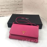 Prada Fuschia Saffiano Wallet on Chain (Detachable strap) WOC
