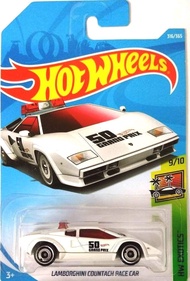 2018 HW Exotics Lamborghini Countach Pace Car 316/365, White Hot Wheels 2018 HW Exotics Lamborghini 